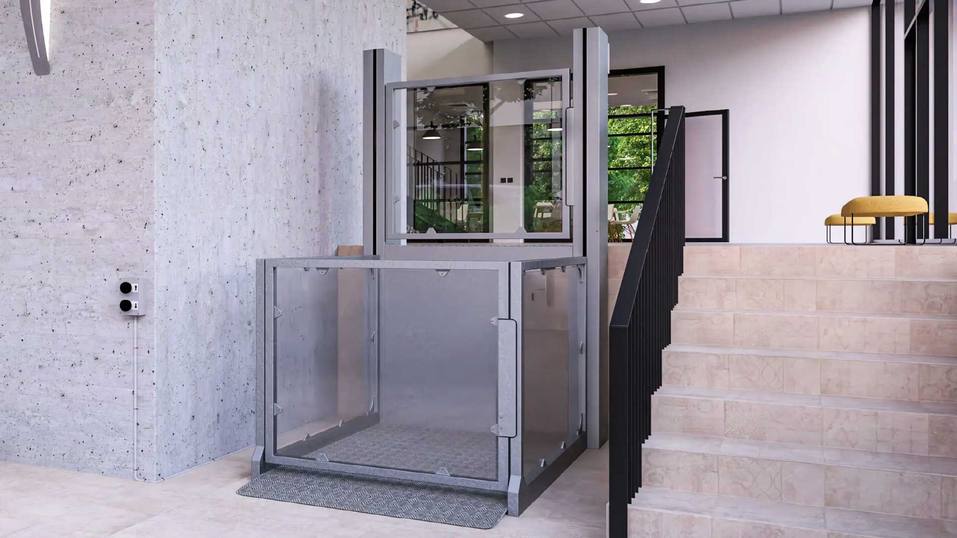 Elevador vertical instalado en una vivienda para mejorar la accesibilidad entre plantas